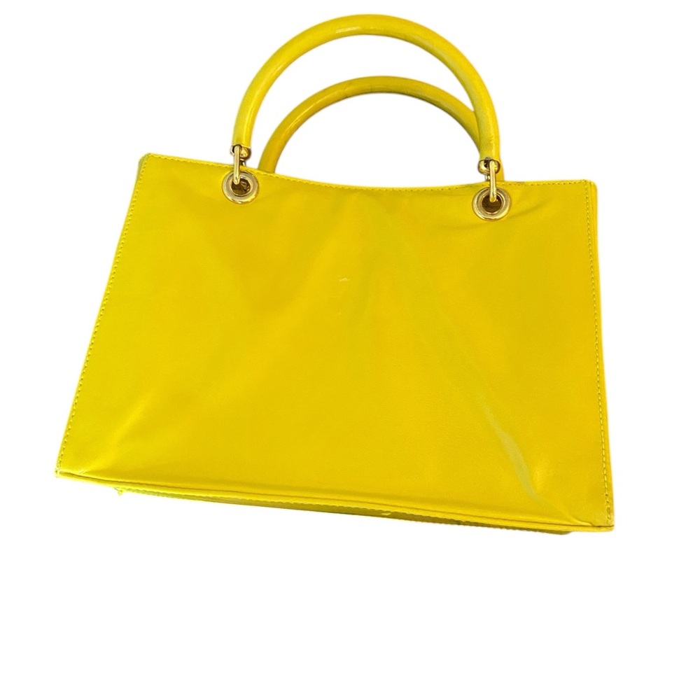 Zalo Yellow Glossy Tote Bag with Structured Design
